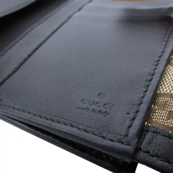 Auth GUCCI Long Wallet Orange x Black x Brown GG canvas/leather - Picture 10 of 10